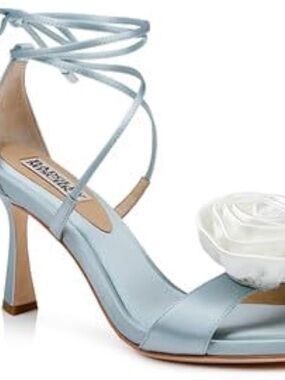 Badgley Mischka Light Blue Lace-Up Heeled Sandal | Janelle Ankle Wrap